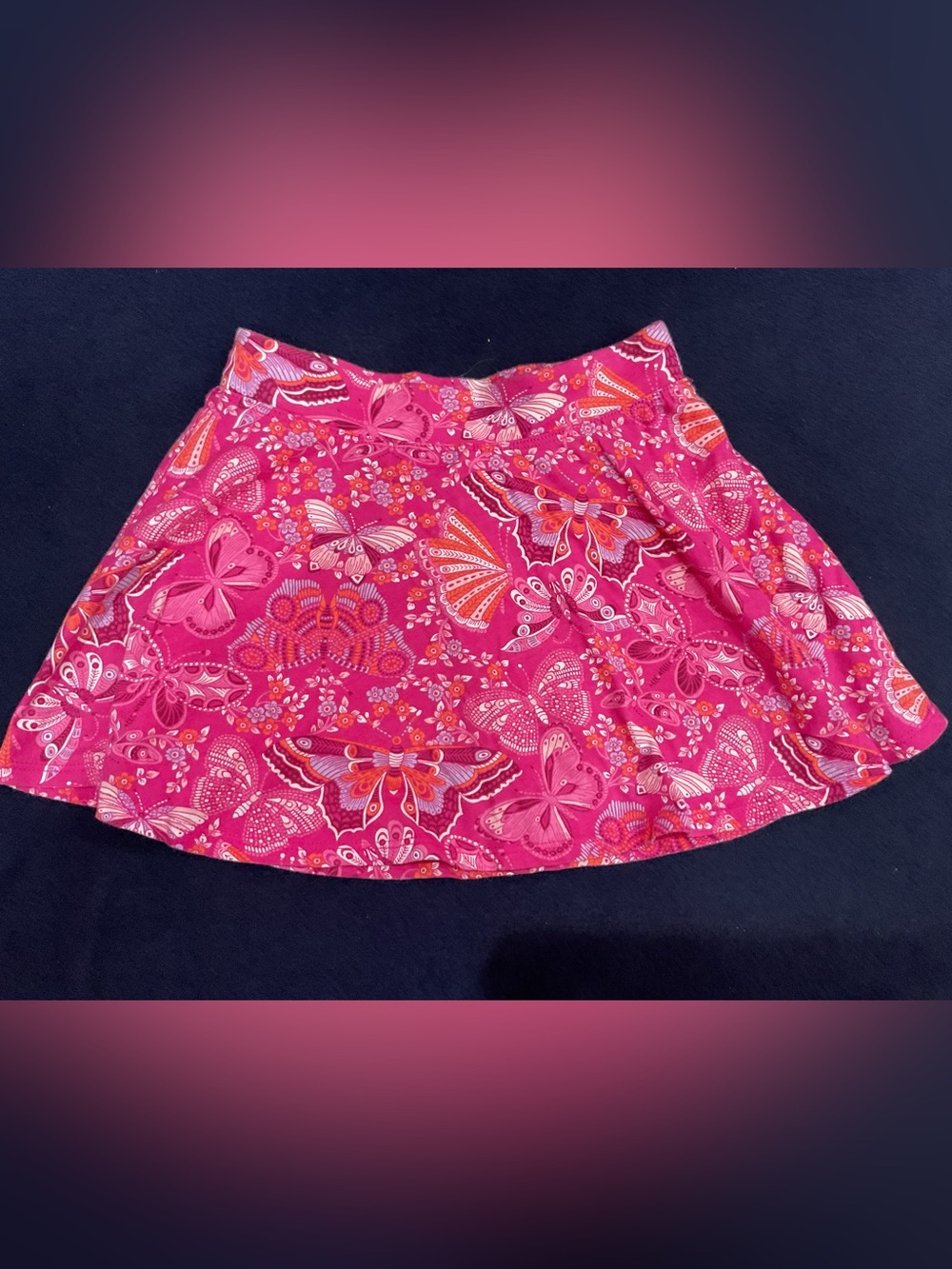 The Children's Place Girls Hot Pink Butterfly Floral Skort Size M (7/8)